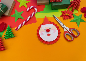 decor for the Christmas decor lies on an orange background