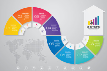 8 steps of arrow infografics template. for your presentation. EPS 10.
