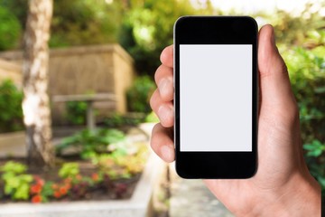 Hand holding smartphone  concept