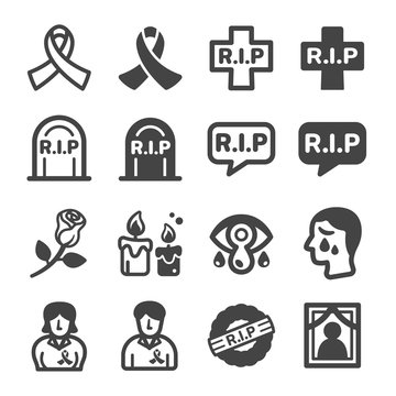 rip,commemorate,remembrance icon set,vector and illustration