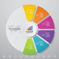 6 steps cycle chart infographics elements. EPS 10.	