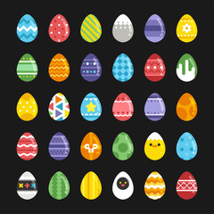 various easter egg pattern. flat design style vector graphic illustration
