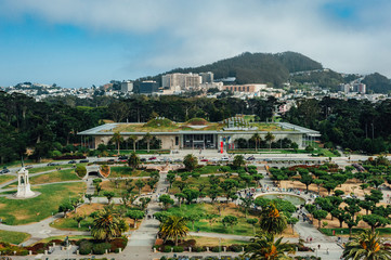 Ariel view of the California Academy of Sciences in San Francisco, California.