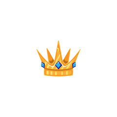 Gold Crown with gems. Icon Object Symbol. Vector Illustration. Art Design Cartoon Isolated Background.
