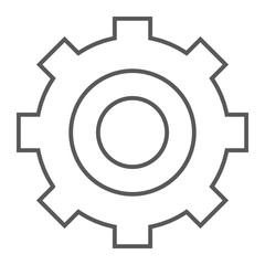 Settings thin line icon, technology and service, gear sign, vector graphics, a linear pattern on a white background.