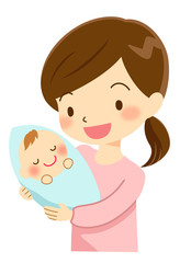 赤ちゃんを抱く女性