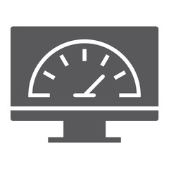 Speed optimization glyph icon, traffic and internet, spedometer sign, vector graphics, a solid pattern