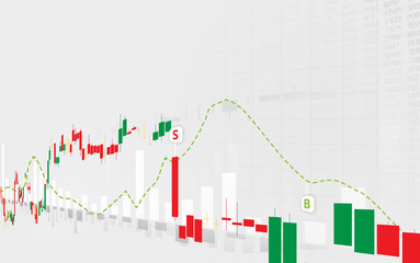 Business candle stick graph chart of stock market investment trading on white background design. Bullish point, Trend of graph. Vector illustration