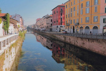 Grand channel (Naviglio Grande). Milan, Italy