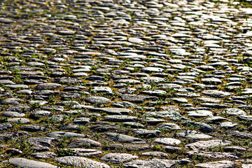 Texture old round paving stone