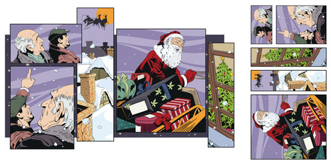 Collage on theme christmas and new year. Stock illustration.