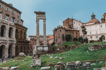 Theatre of Marcellus and the ruins of Temple of Apollo Palatinus