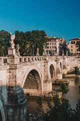 Obraz premium Saint Angel Castle and bridge over the Tiber river in Rome