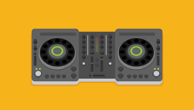 DJ turntable device in flat style vector isolated on background