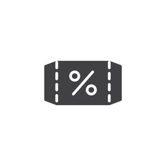 Percentage tag vector icon. filled flat sign for mobile concept and web design. Discount label simple solid icon. Symbol, logo illustration. Pixel perfect vector graphics