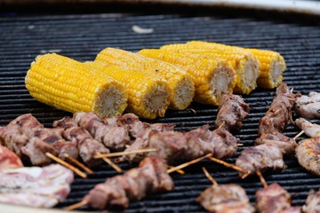 corn and meat kebab