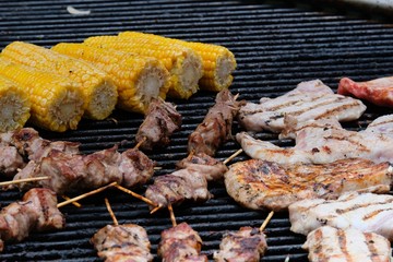 corn and meat kebab