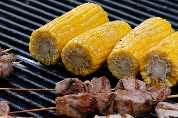 corn and meat kebab