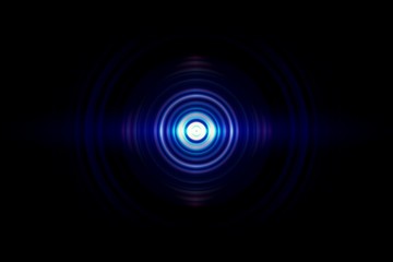 Abstract light blue circle with sound waves oscillating, technology background