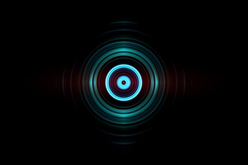 Abstract light green circle with sound waves oscillating, technology background