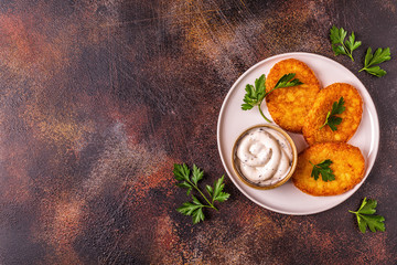 Potato pancakes, hash braun.