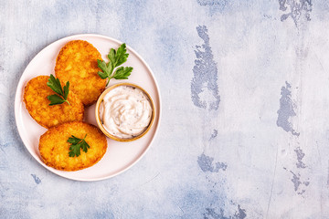 Potato pancakes, hash braun.