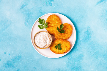 Potato pancakes, hash braun.