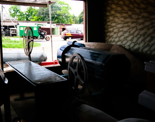 Funny traditional coffin in the shape of profession, gun, guns, gunsmith, arms dealer, Accra, Ghana