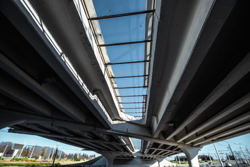 Two trestles on the green grass and sky background