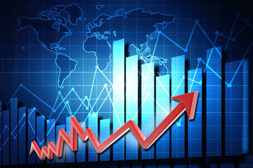 3d rendering Stock market online business concept. business Graph 