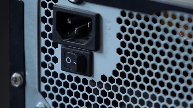 Power button switching-on, generator or computer server, outdated technologies