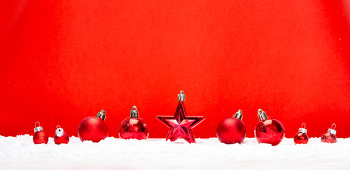 Red christmas holidays decoration on a red background