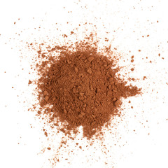 Pile cocoa powder isolated on white background