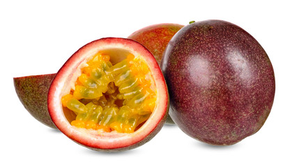 Passion fruit isolated on white clipping path