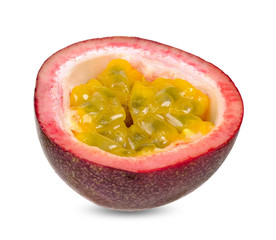 Half passion fruit isolated on white clipping path