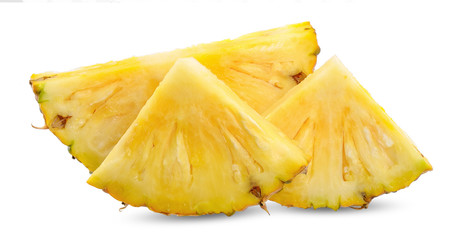 Slice pineapple isolated on white clipping path