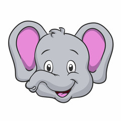 Cartoon elephant face Vector illustration