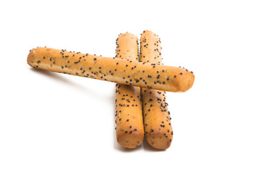 biscuit stick with poppy seeds isolated
