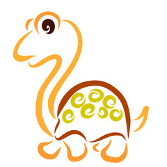 Funny colorful turtle with a long neck and a pattern on the shell