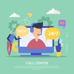 Call Center Flat Background