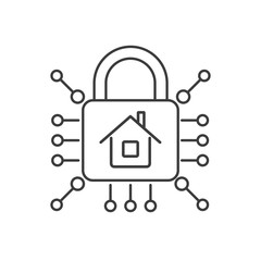 Электронная охрана дома, офиса, квартиры. Векторный значок.