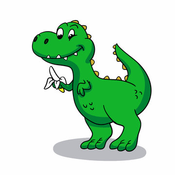 dinosaur eating banana Vector illustration