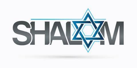 Shalom text design Shalom is a Hebrew word meaning peace, hello and goodbye graphic vector - obrazy, fototapety, plakaty