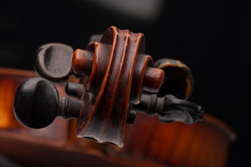 Violin close up isolated on black background