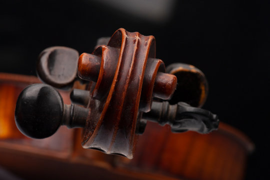Violin close up isolated on black background