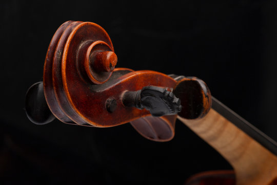 Violin close up isolated on black background