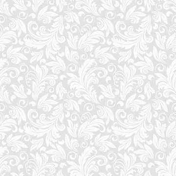 Seamless grey background with white floral pattern. Vector retro  illustration. Ideal for printing on fabric or paper for wallpapers,  textile, wrapping. Stock Vector