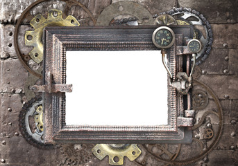 Grunge background with metallic frame