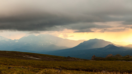 Obraz na płótnie Canvas Beautiful sunset in the mountains, Kamchatka Peninsula, Russia