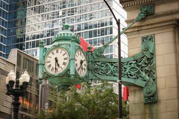 Fototapeta na wymiar A Clock in Chicago Downtown